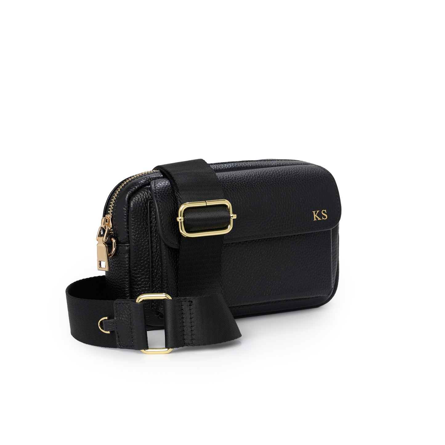 Personalised Cross Body Bag with Black & Cream Strap