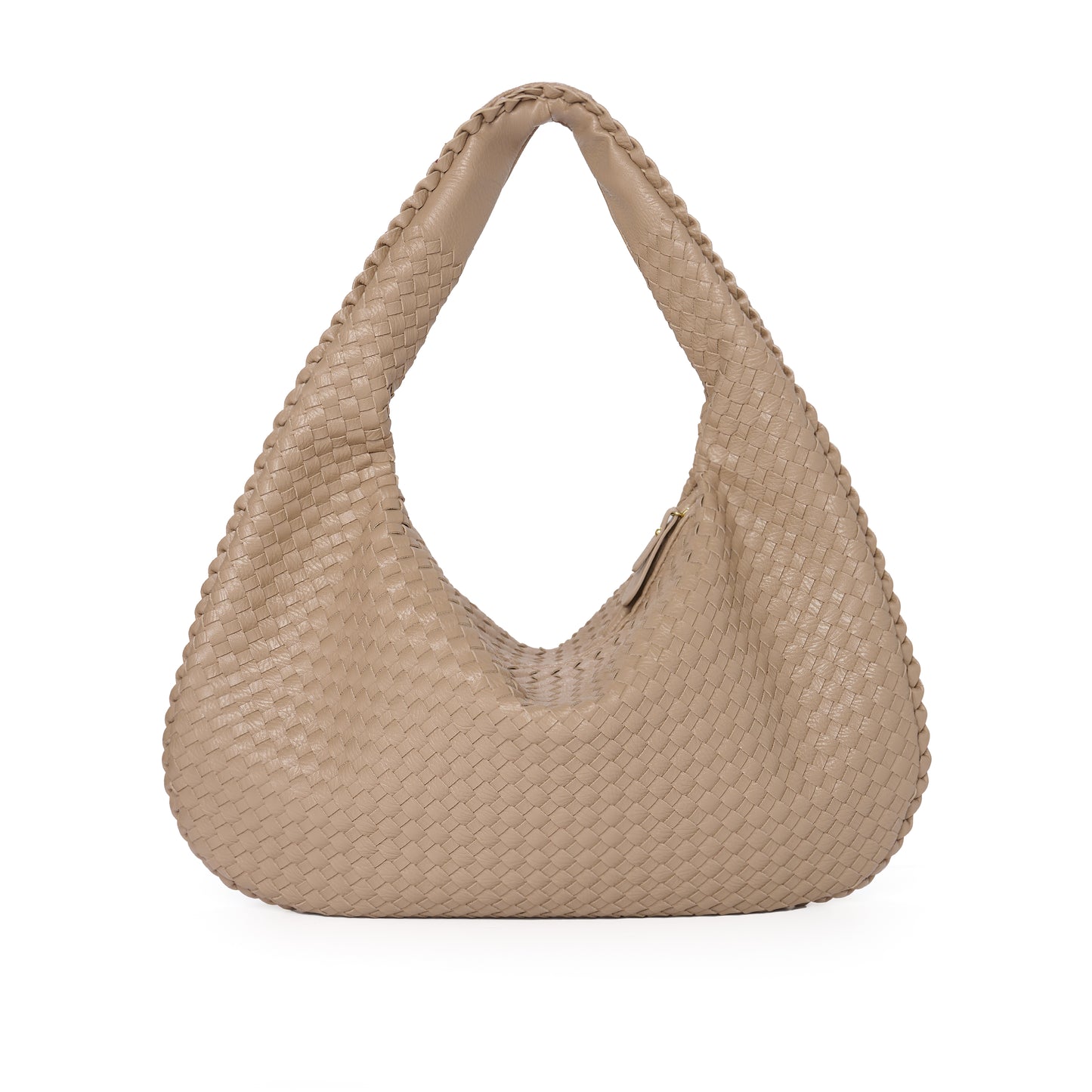 Stone Woven Leather Shoulder Bag