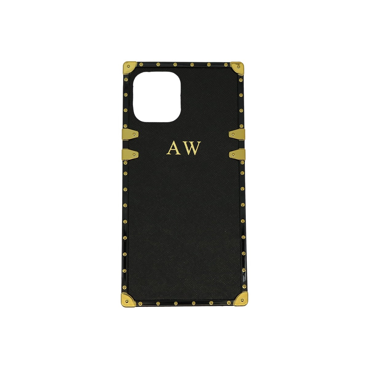 iPhone 12 Mini Personalised Black Leather Trunk Phone Case