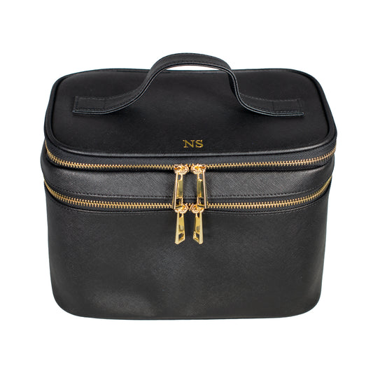 Personalised Black Saffiano Leather Vanity Case