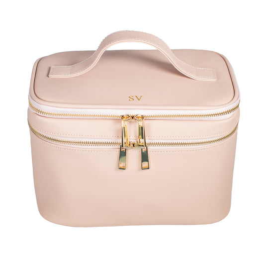 Personalised Nude Saffiano Leather Vanity Case