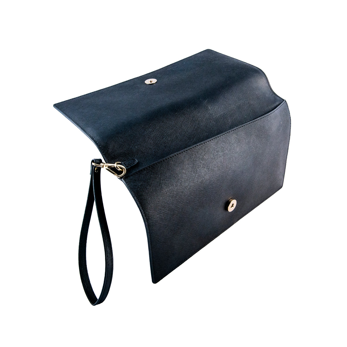 Personalised Black Saffiano Leather Clutch Bag