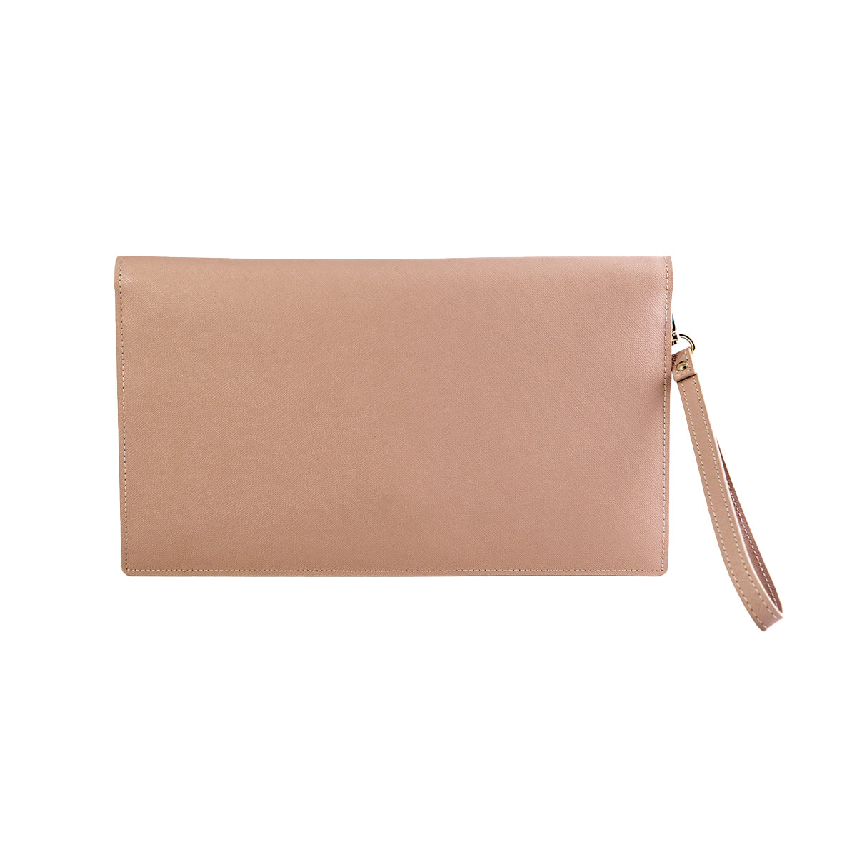 Personalised Nude Saffiano Leather Clutch Bag
