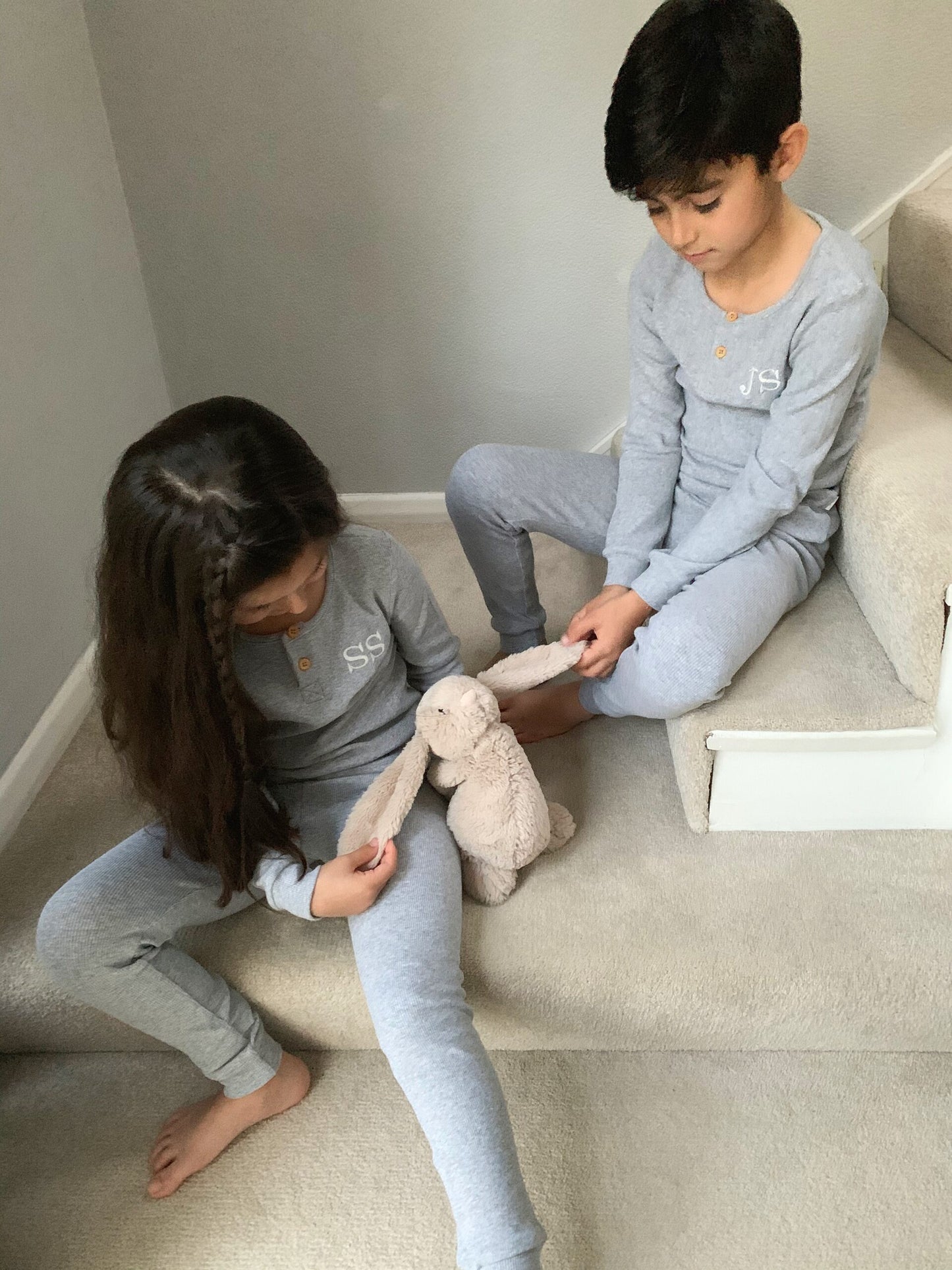 Grey Ribbed Pyjama Set