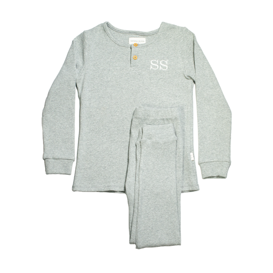 Grey Ribbed Pyjama Set