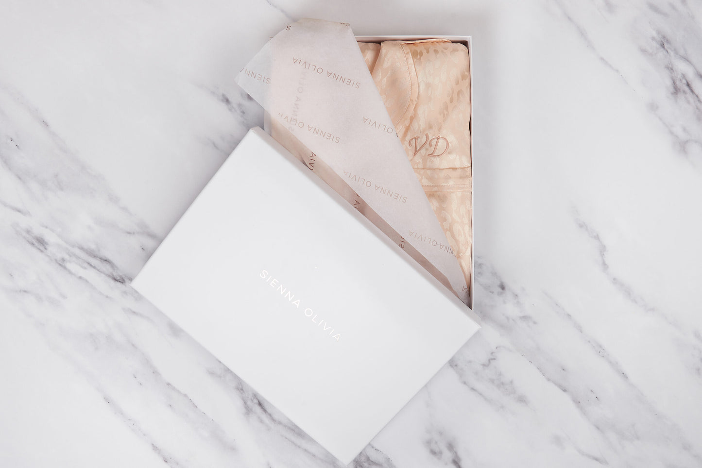 Personalised Satin Marble Long Pyjama Set