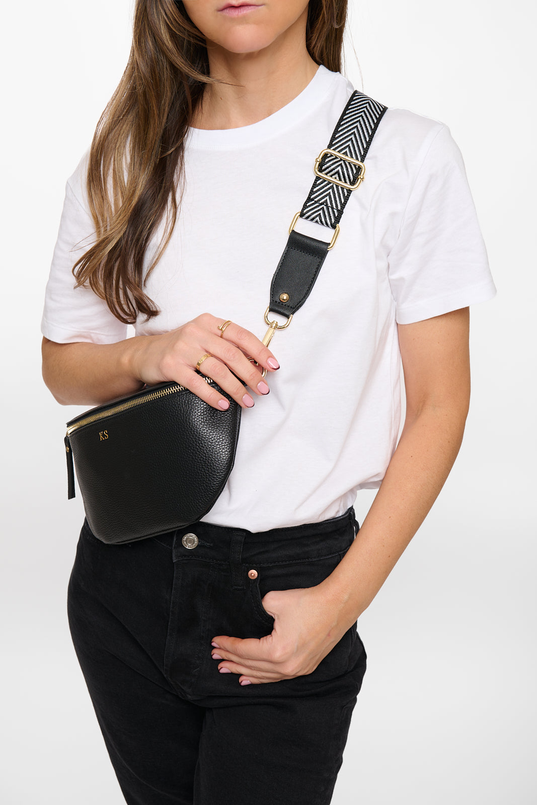 Chevron Black Print Detachable Adjustable Bag Straps