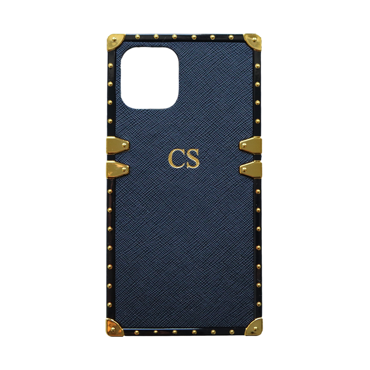 iPhone 11 Pro Max Personalised Black Saffiano Leather Trunk Phone Case