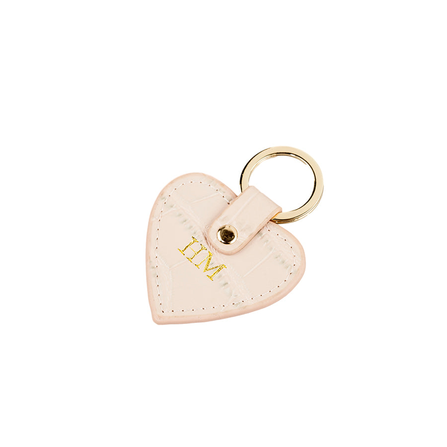 Personalised Croc Leather Nude Heart Keyring