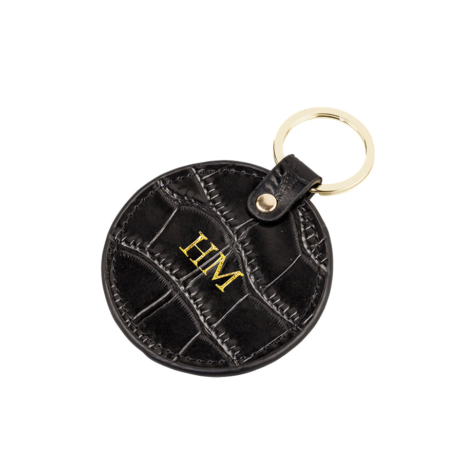 Personalised Croc Leather Black Keyring