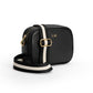 Personalised Black Cross Body Bag with Black & Cream Strap