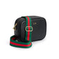 Personalised Black Cross Body Bag with Red & Green Strap