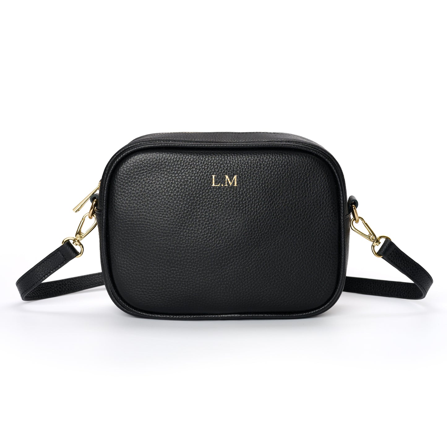 Personalised Black Cross Body Bag with Designer Strap