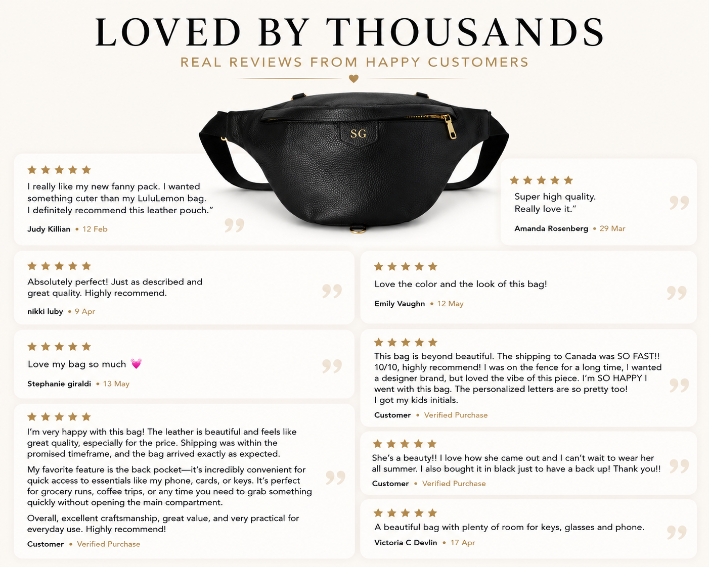 Personalised Black Leather BumBag – Crossbody Belt Bag Fanny Pack
