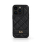 iPhone 14 Pro Personalised Black Leather Phone Case