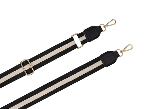 Black with Cream Stripe Detachable Adjustable Bag Straps