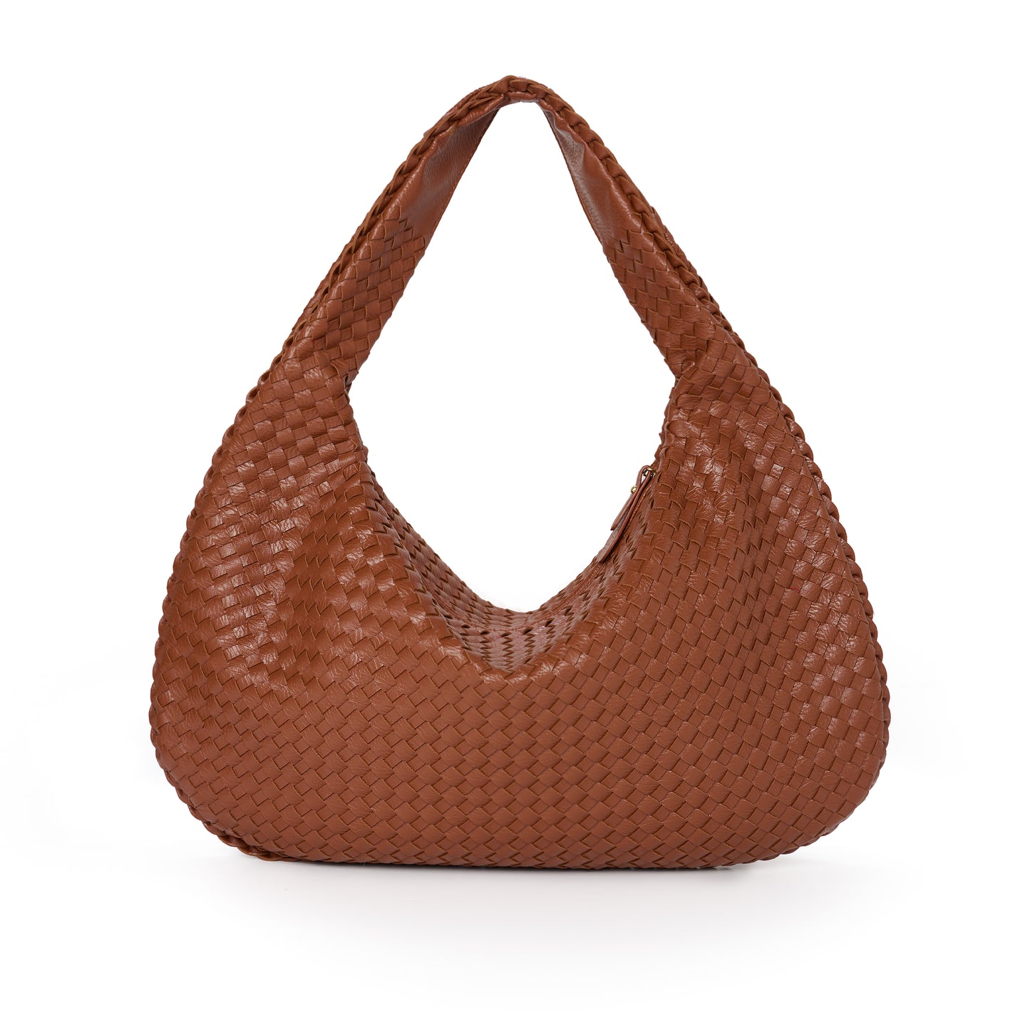 Tan Woven Leather Shoulder Bag