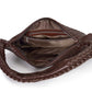 Chocolate Brown Woven Leather Shoulder Bag