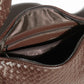Chocolate Brown Woven Leather Shoulder Bag