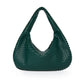 Forest Green Woven Leather Shoulder Bag