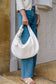 White Woven Vegan Leather Shoulder Bag