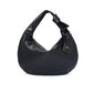 Black Woven Vegan Leather Shoulder Bag