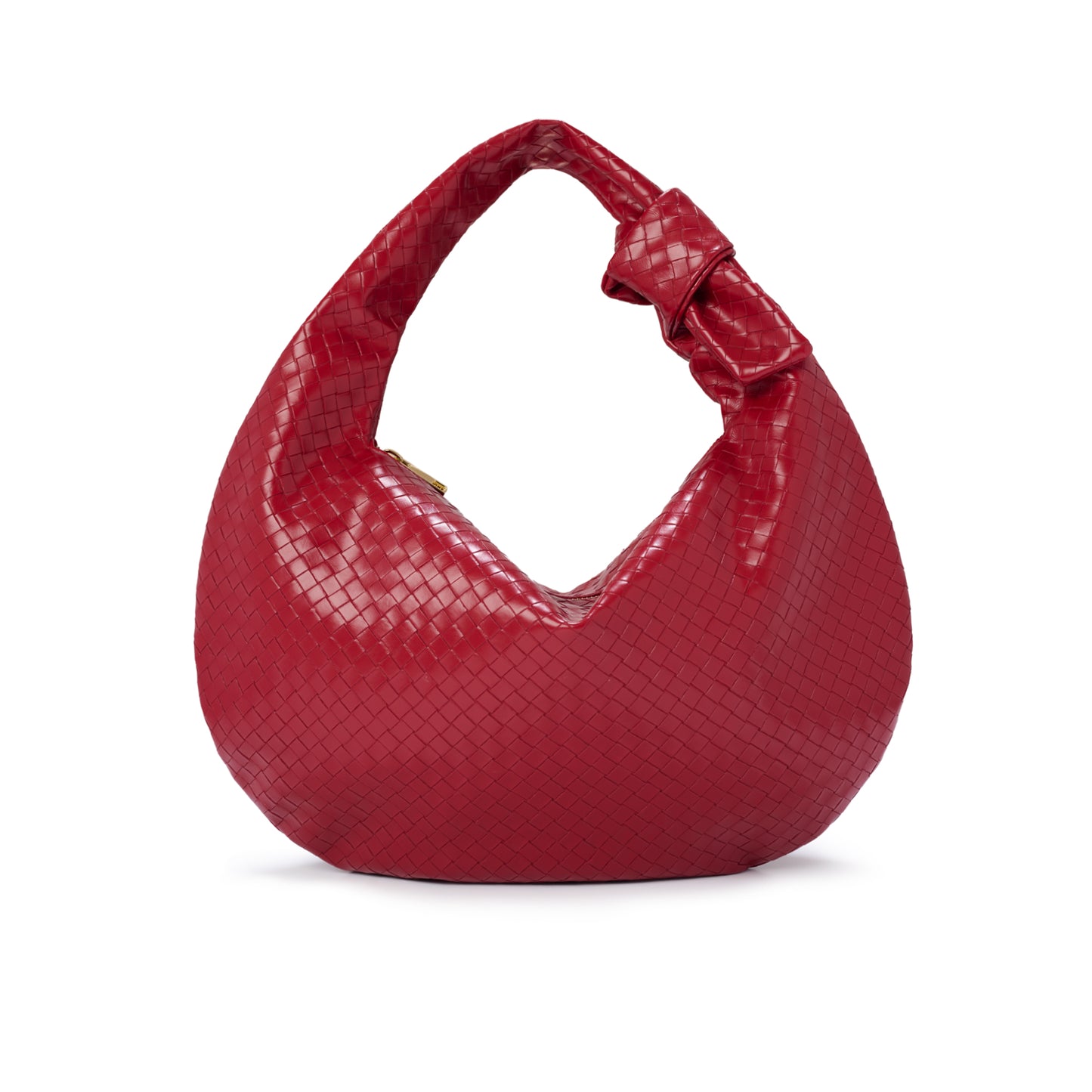 Burgundy Woven Vegan Leather Shoulder Bag