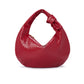 Burgundy Woven Vegan Leather Shoulder Bag