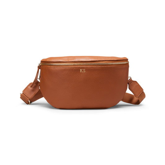 Personalised Brown Leather Bumbag