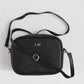 Personalised Black Cross Body Bag with Black & Gold Strap