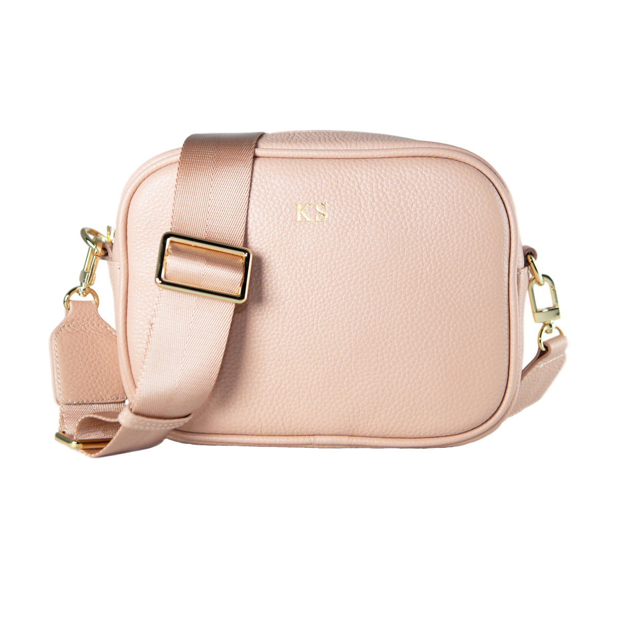 Personalised Nude Cross Body Bag with Nude Strap