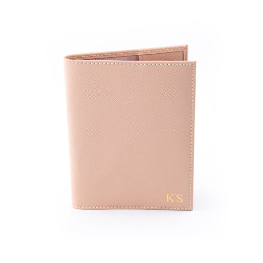 Personalised Nude Saffiano Leather Passport Holder