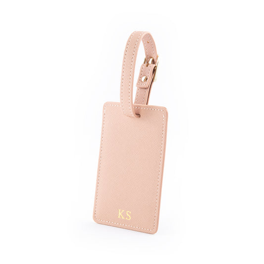 Personalised Nude Saffiano Leather Luggage Tag