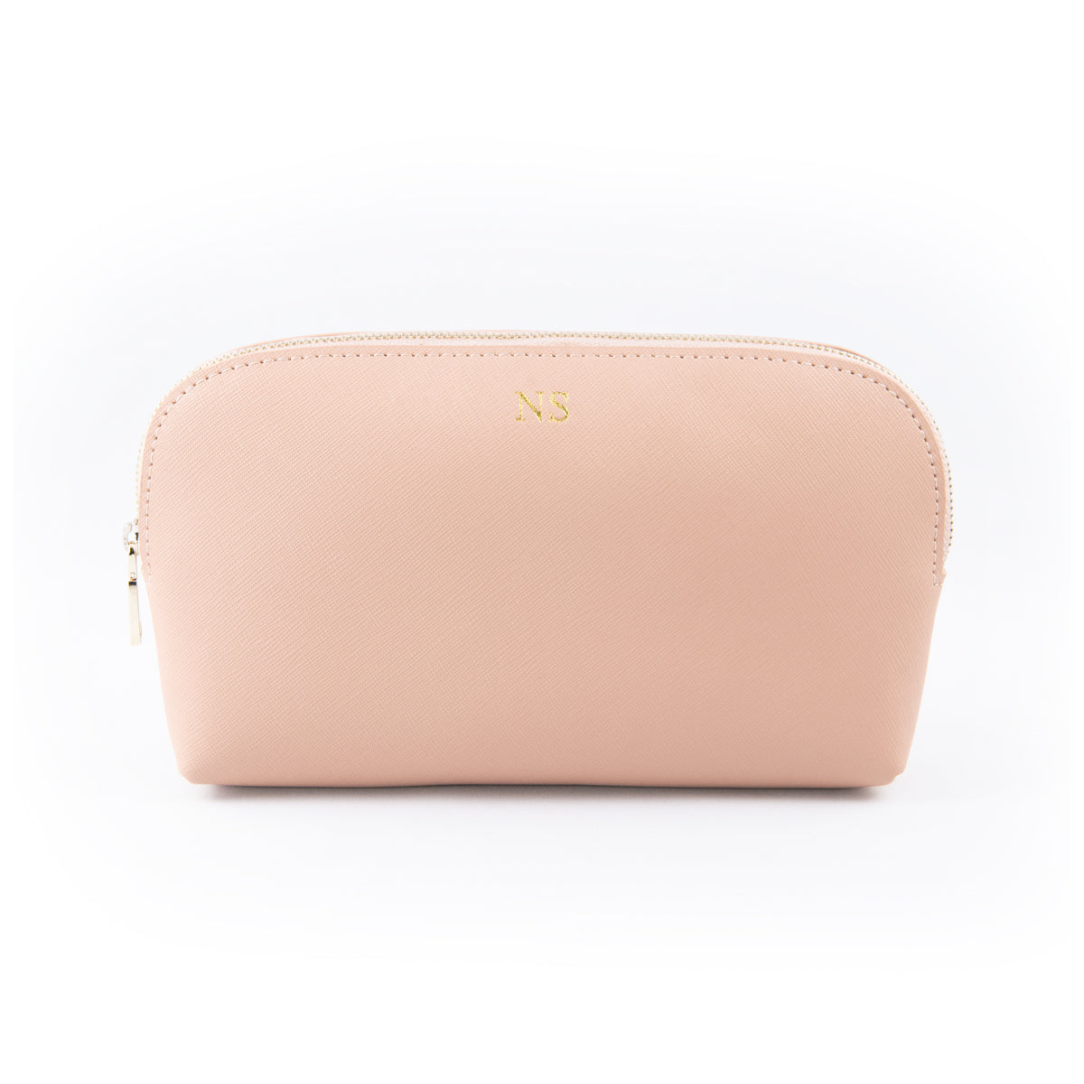 Personalised Nude Saffiano Leather Makeup Bag