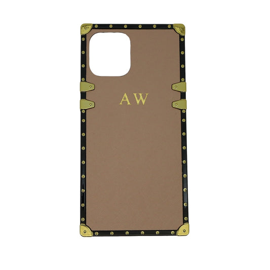 iPhone 13 Pro Max Personalised Nude Leather Trunk Phone Case