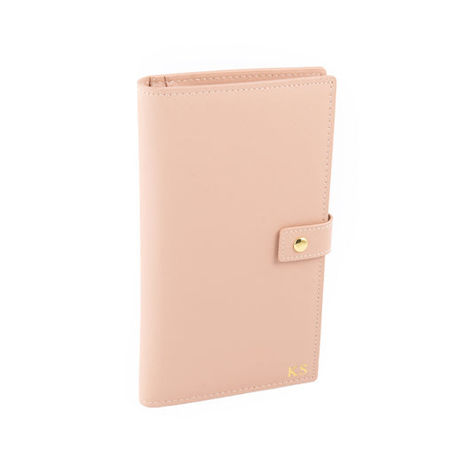 Personalised Nude Saffiano Leather Travel Wallet