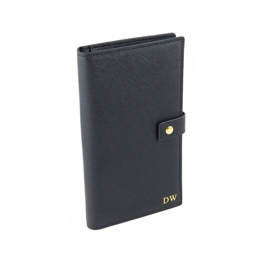 Personalised Black Saffiano Leather Travel Wallet