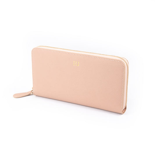 Personalised Nude Saffiano Leather Purse