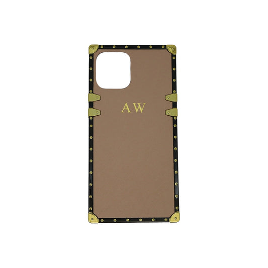 iPhone 12 Mini Personalised Nude Leather Trunk Phone Case