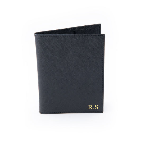 Personalised Black Saffiano Leather Passport Holder