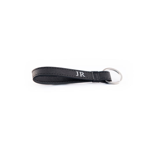 Personalised Black Saffiano Leather Keychain