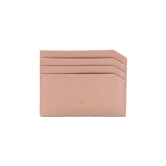 Personalised Nude Saffiano Leather Cardholder