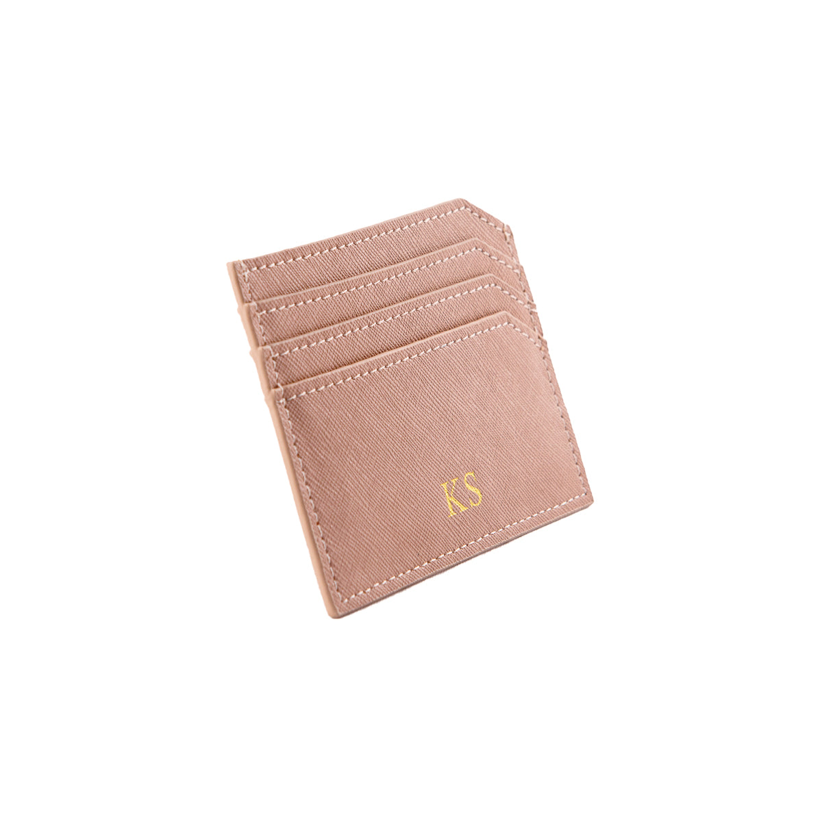 Personalised Nude Saffiano Leather Cardholder