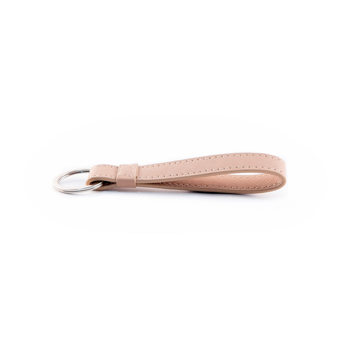 Personalised Nude Saffiano Leather Keychain