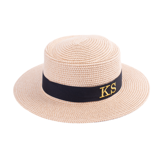 Boater Hat with Black Ribbon