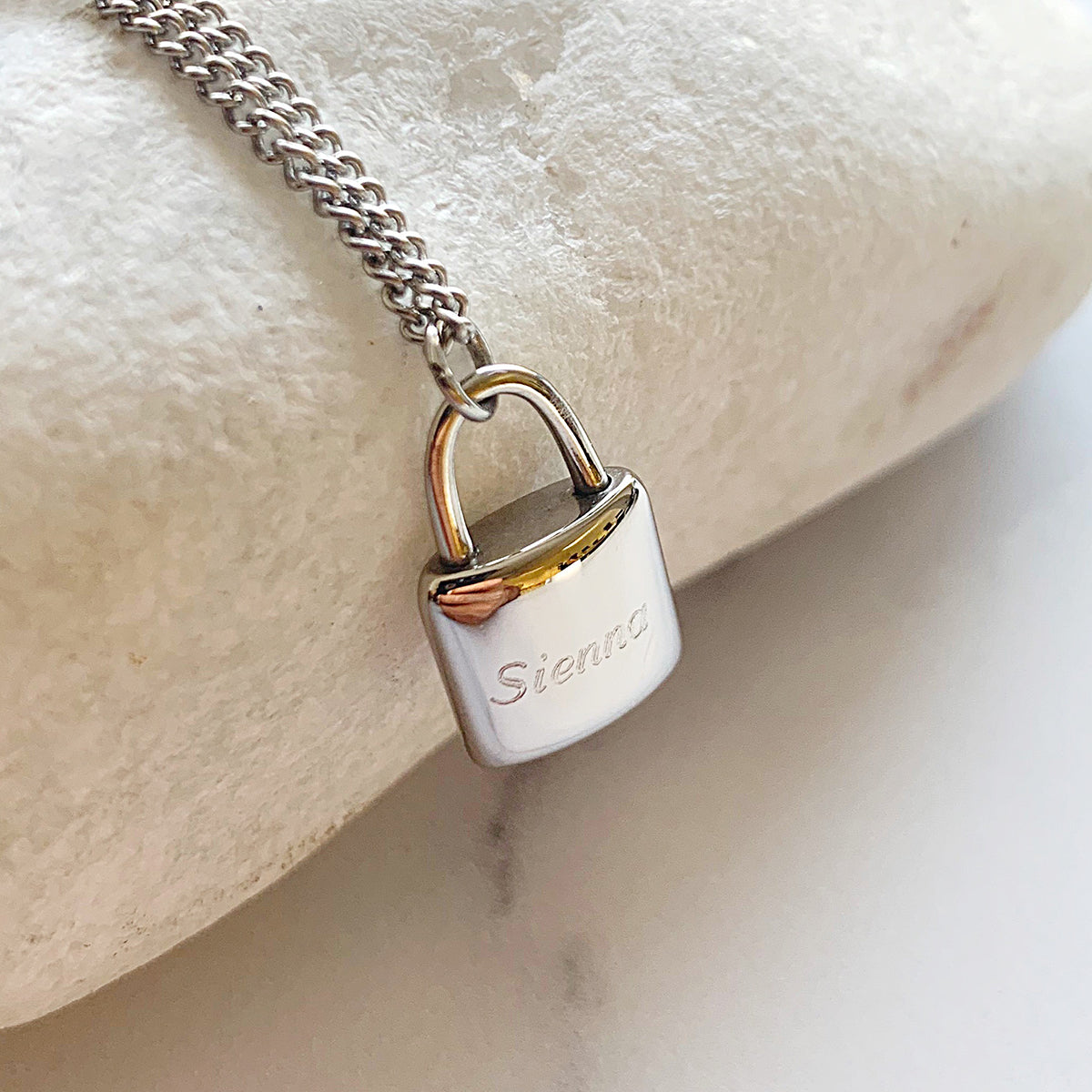 Silver Lock Adjustable Name Necklace