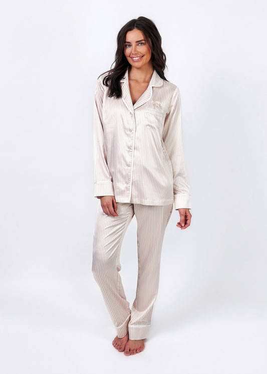 Personalised Satin Stripe Long Pyjama Set