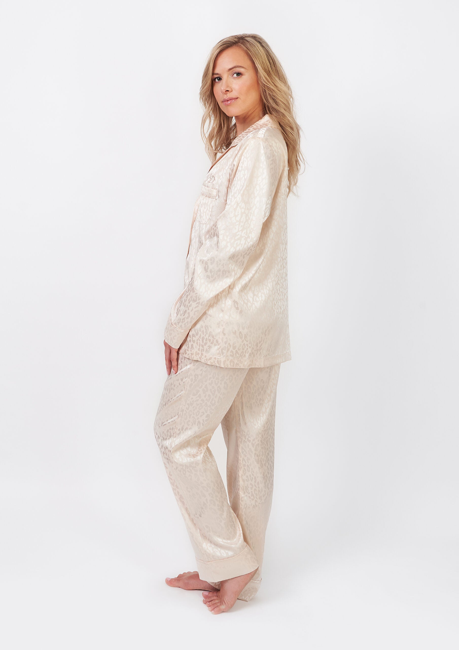 Personalised Satin Rose Pink Leopard Long Pyjama Set – SIENNA