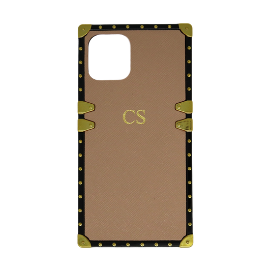 iPhone 11 Pro Max Personalised Nude Saffiano Leather Trunk Phone Case