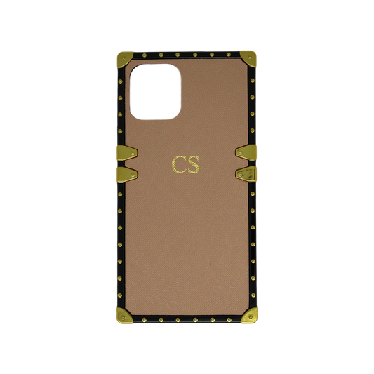 iPhone 11 Pro Personalised Nude Saffiano Leather Trunk Phone Case